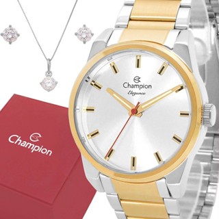 Relógio Feminino Champion Prata e Dourado Original Luxo em Oferta na Shopee