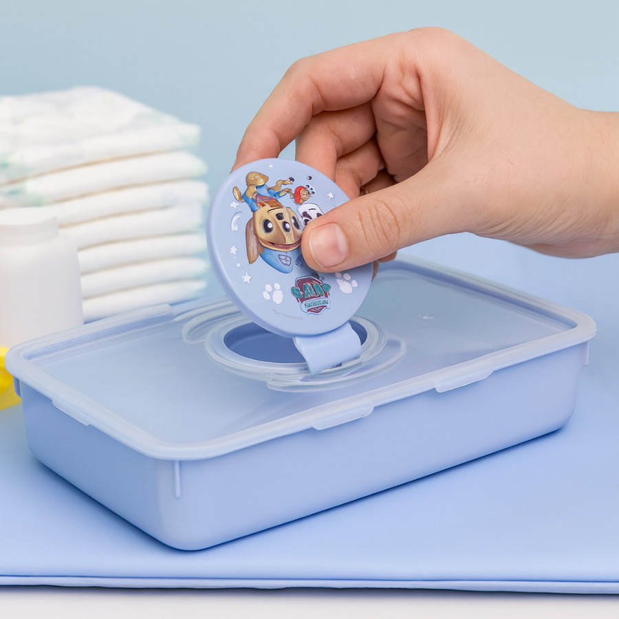 Porta Lenços Umedecidos 530ml Infantil Uso Diário Vedação Bebe Patrulha Canina Menino Chase