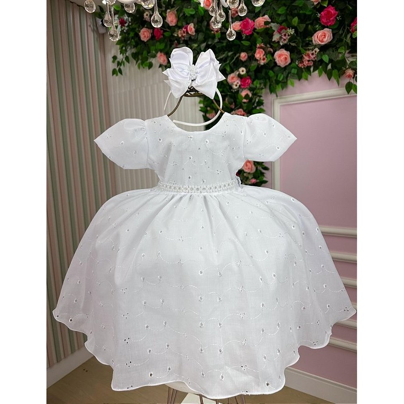 Vestido Branco Bebe Lese Laise Festa Luxo