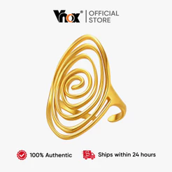 Vnox Feminino Robusto Geométrico Espiral Aberto Anel Ajustável , Aço Inoxidável Impermeável Senhoras Festa Jóias