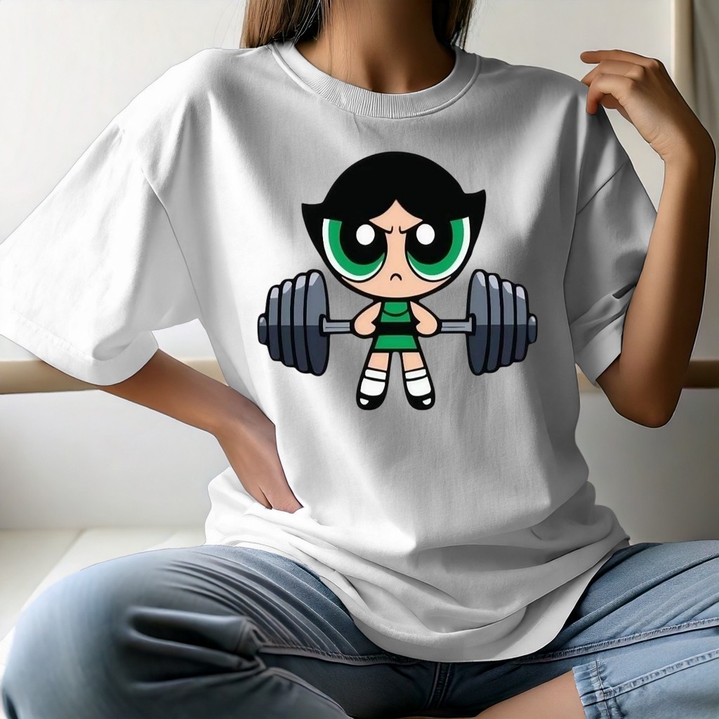 Camiseta Estampada unissex DOCINHO Academia Meninas Super Poderosas Maromba Camisa Algodão