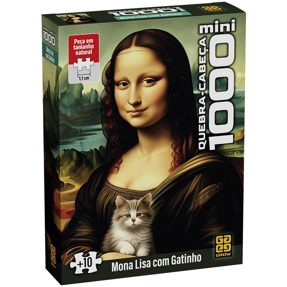 Mini Quebra-cabeça 1000 peças Mona Lisa com Gatinho em Oferta na Shopee