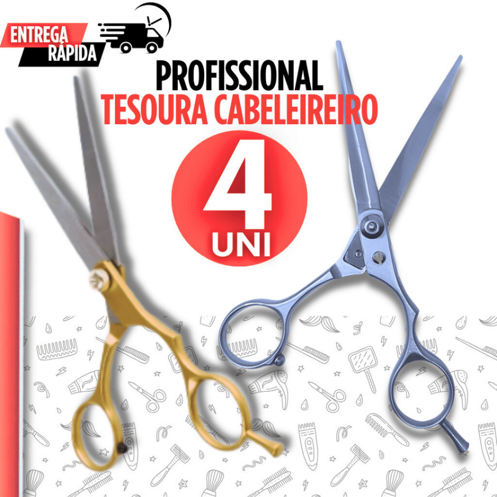 Tesoura Profissionais de Cabeleireiro 4UN em Inox Durabilidade para Salão Barbearia Utilidades