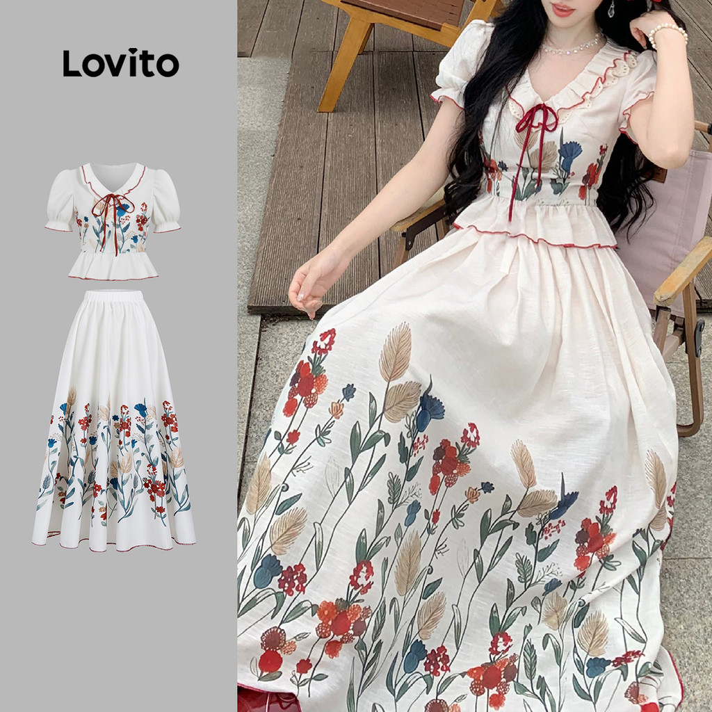 Conjunto de saia superior com borda fechada em cor contrastante com impressão de posicionamento-NEW-KSB149PBD276