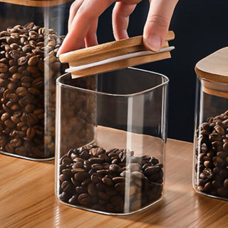 OFERTA Pote Acrílico Com Tampa Quadrado Vedação Transparente Universal 1000ml 800ml 500ml em Oferta na Shopee