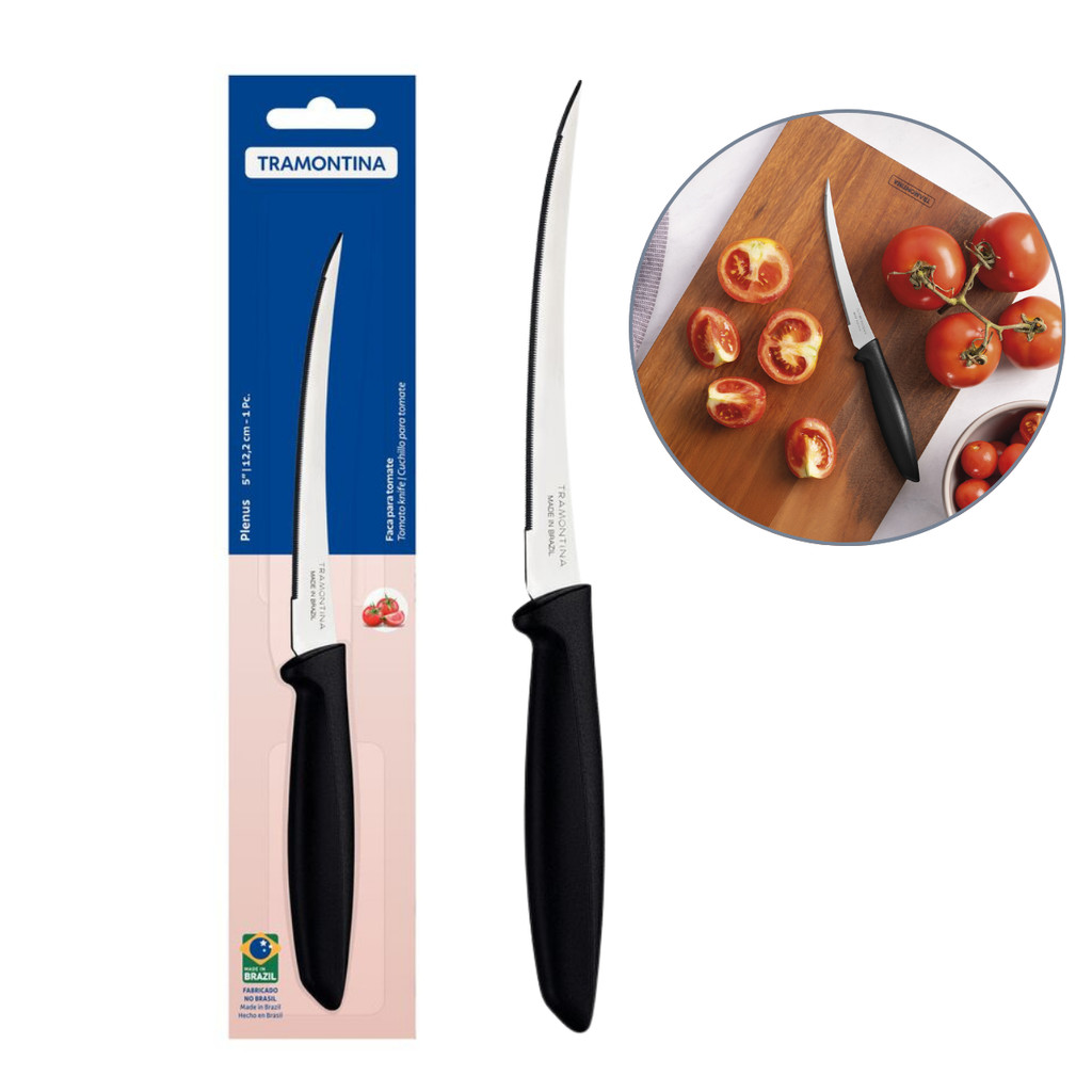 Faca Tomate Lâmina Aço Inox 5" Microsserrilhada Tramontina em Oferta na Shopee