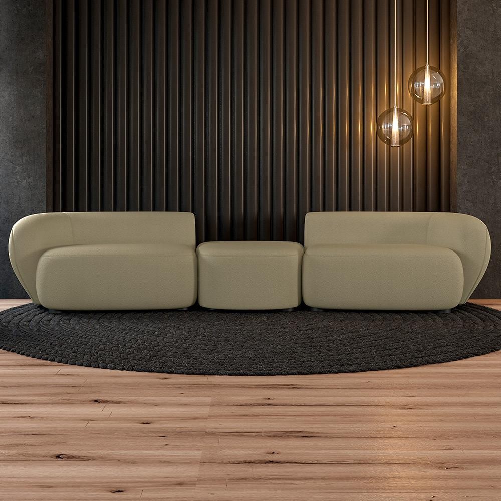 Imagem Sofá Versátil Sala de Estar Egito 382cm Modulado Bouclê Bege Escuro G52 - Gran Belo