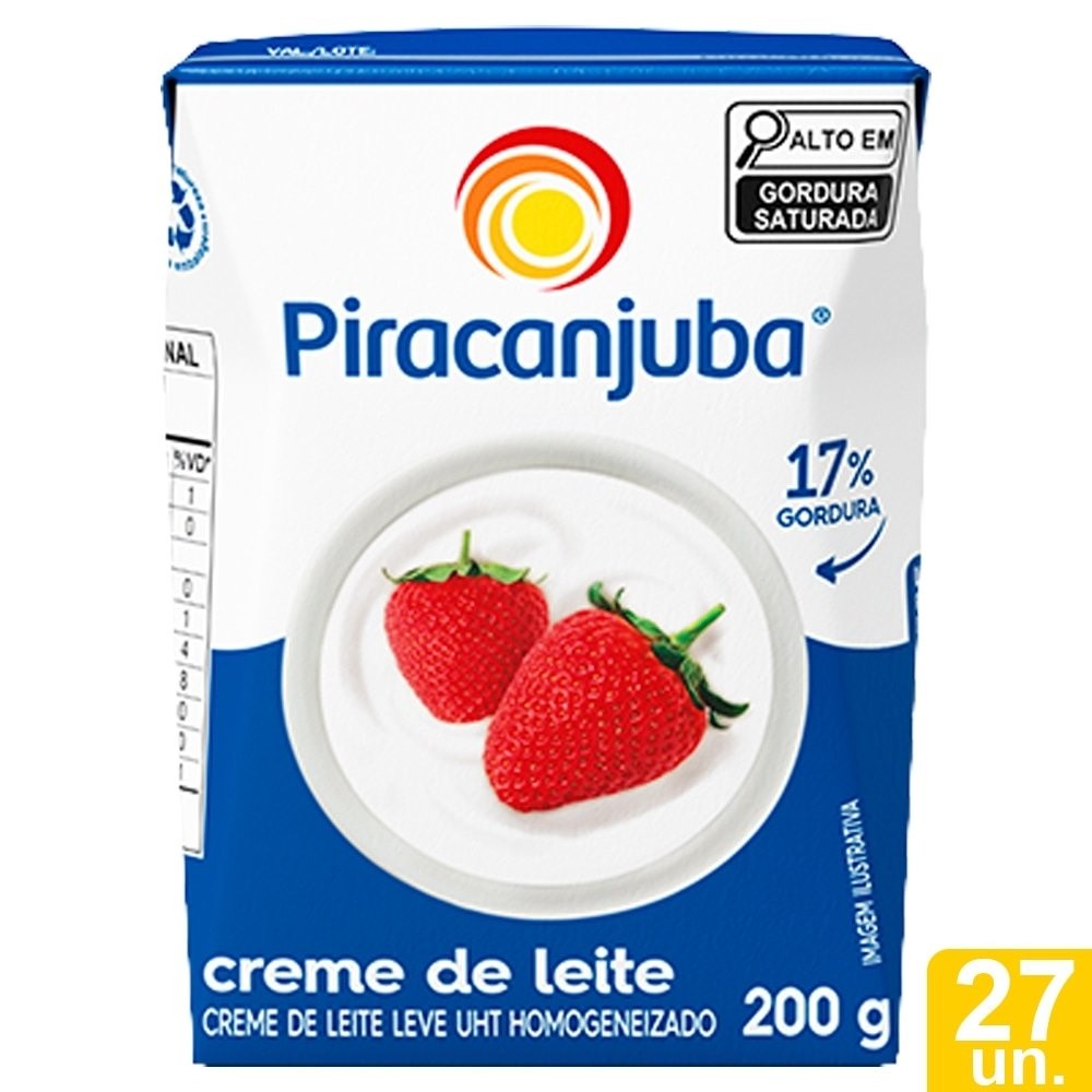 Creme De Leite Piracanjuba Tetra Pack 200g - Embalagem c/ 27 unidades