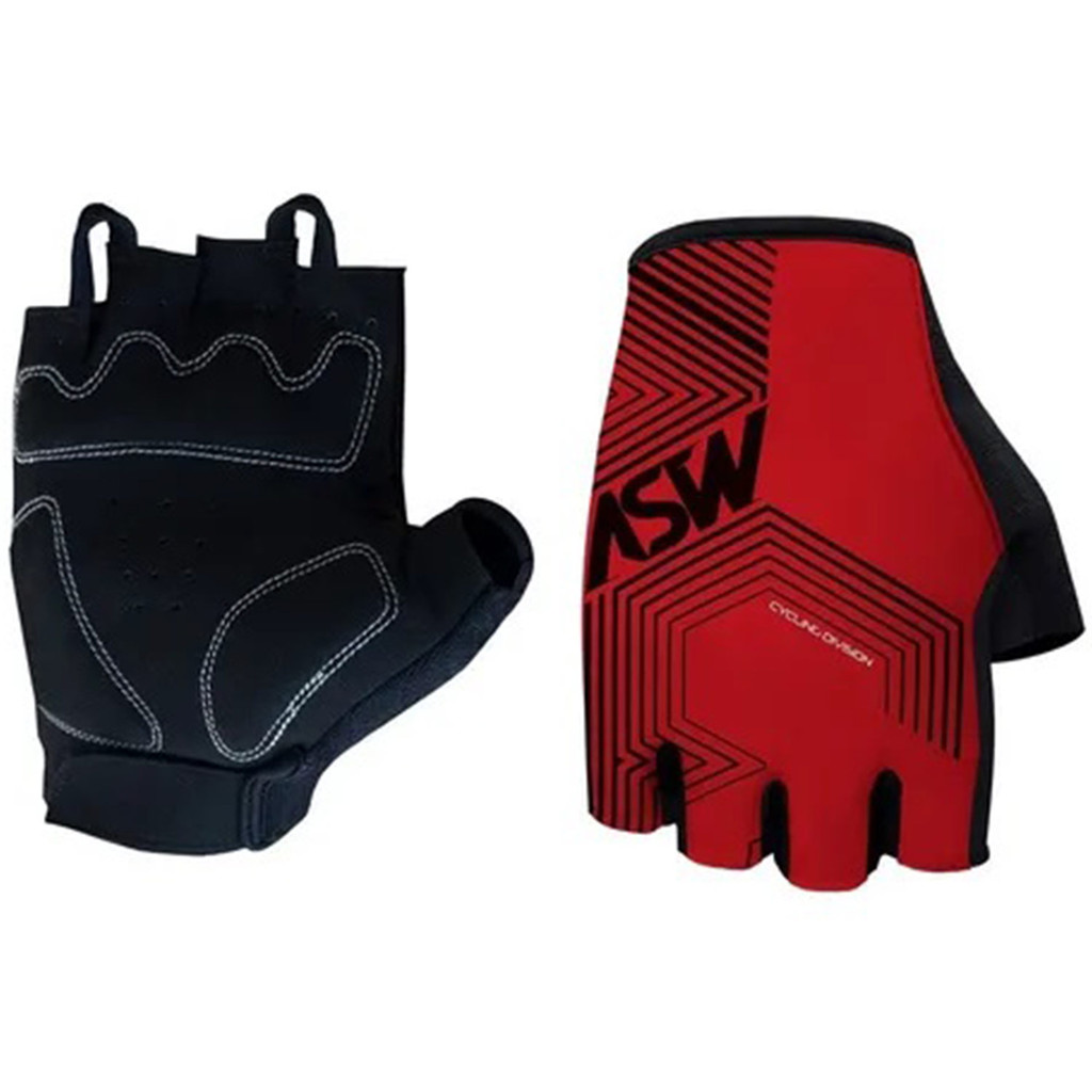 Luva Ciclismo Bike Asw Flex Polygon Meio Dedo Femi Vermelha