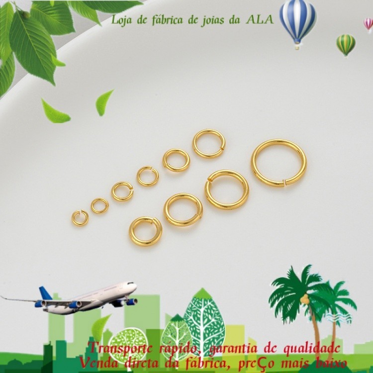 ????Joias DIY acessórios????Alocação forte 18K anel de abertura banhado a ouro banhado a ouro genuíno anel de conexão de círculo único feito à mão DIY acessórios materiais [Pulseira Círculo Colar Brincos]