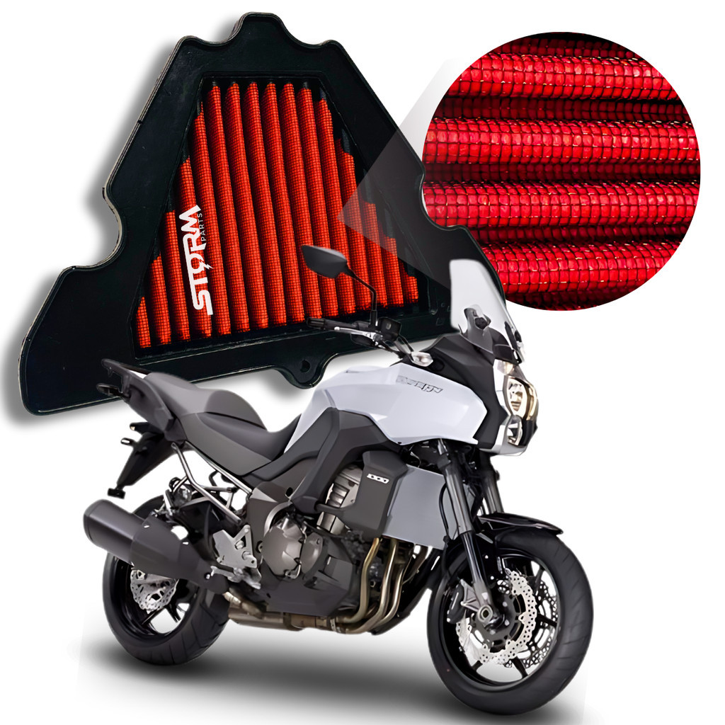 Filtro de Ar Esportivo moto Kawasaki Versys 1000 cc 2011 a 2015 Cilindradas Lavável Reutilizável