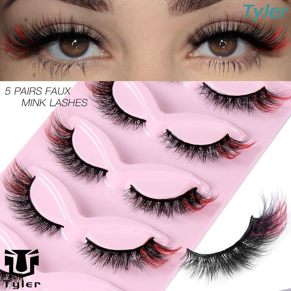 TYLER Cílios Falsos Coloridos , De Alta Qualidade De Mink Cat Eye Colored Eyelashes , Faixa Longa Completa 3 D Efeito Wispy Glam Curl Mix Fake Lashes Makeup Tools