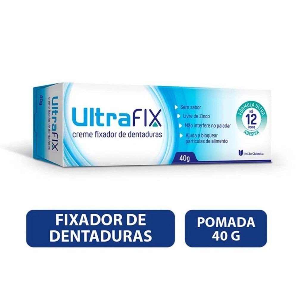 Ultrafix Fixador De Dentadura Proteção 12 Horas Sem Sabor Creme 40 Gramas (Livre de Zinco) em Oferta na Shopee