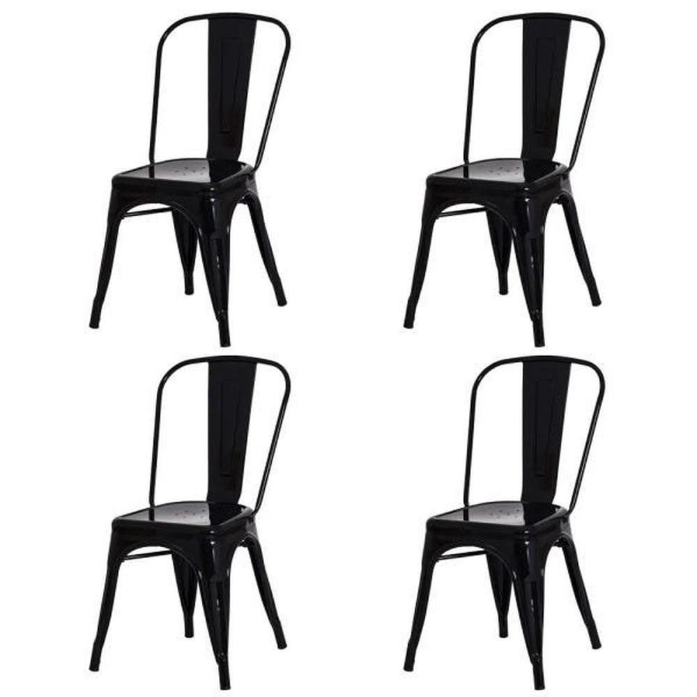 Kit 4 Cadeiras Tolix Iron Industrial Preta em Oferta na Shopee