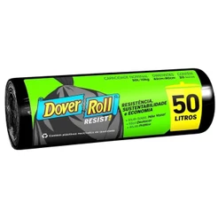 Sacos P/ Lixo 50L Dover-Roll Resist! Preto 20Un