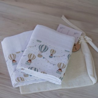 Kit 2 Fraldas de Ombro Bebê Tricoline 100% Algodão com Saquinho Presenteável Ceci Petit Home em Oferta na Shopee