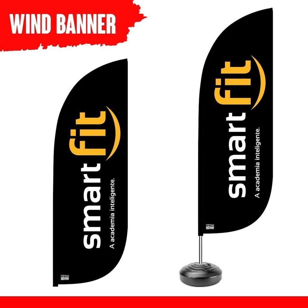 Wind Banner SMART FIT bandeira para academia SMART FIT Completo: Haste, base e Bandeira