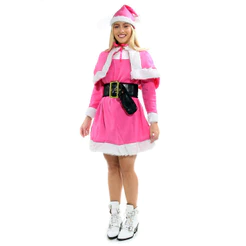 Fantasia Mamãe Noel Rosa Com Gorro Adulto