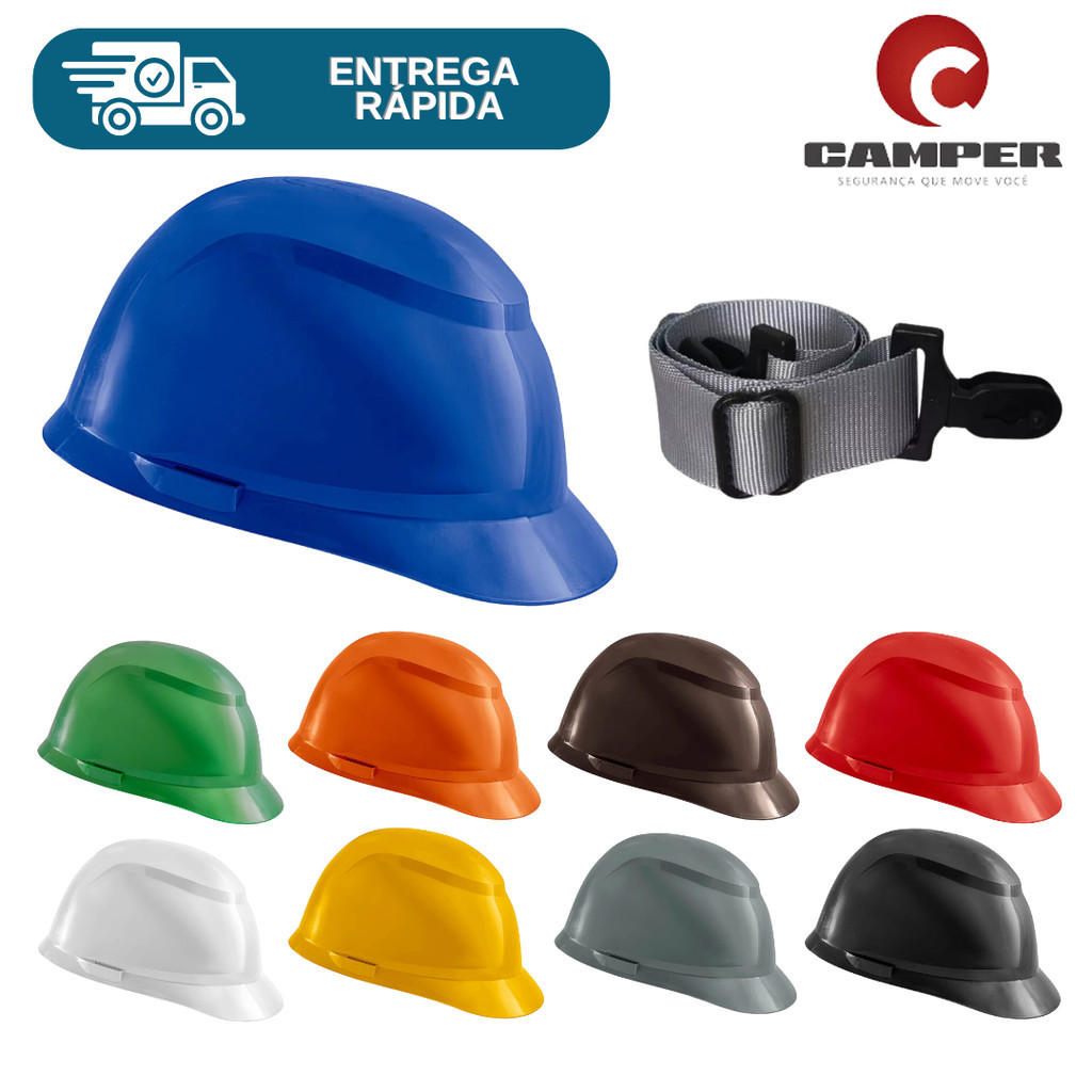 Capacete De Segurança Com Jugular Obra Proteção Trabalho Epi Eletricista Engenheiro Avant Camper em Oferta na Shopee