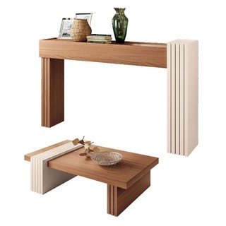 Aparador Astro E Mesa De Centro Luna Nature Off White - Hb Móveis em Oferta na Shopee