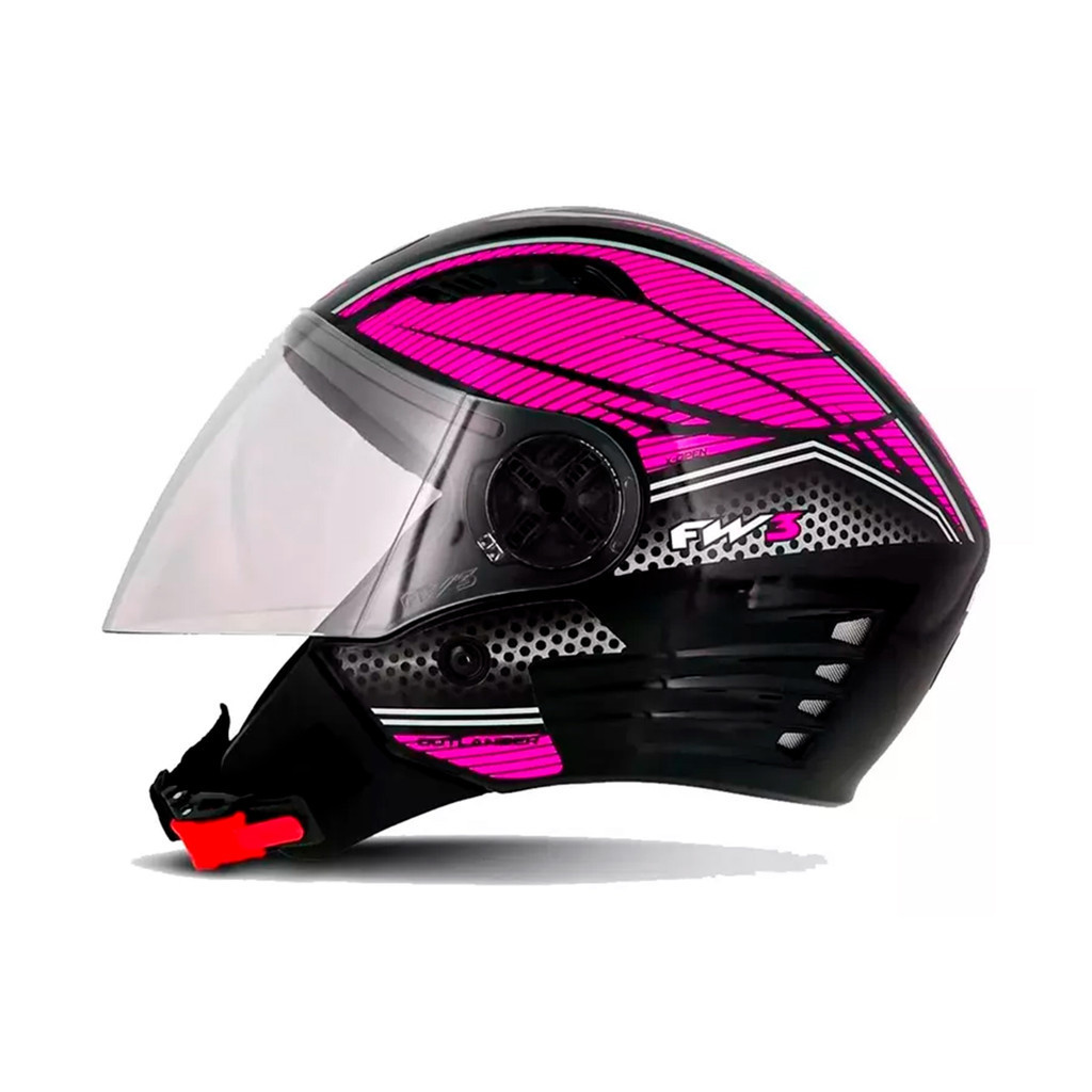 Capacete Feminino Moto Aberto X Open Preto/Rosa Viseira Cristal Inmetro Tamanho 60 - FW3 em Oferta na Shopee