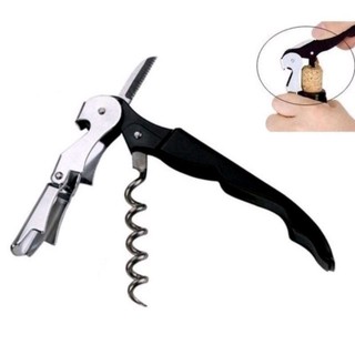 Abridor de Garrafas 12cm Simples Vinho Articulado Prático Metal Preto Saca Rolhas