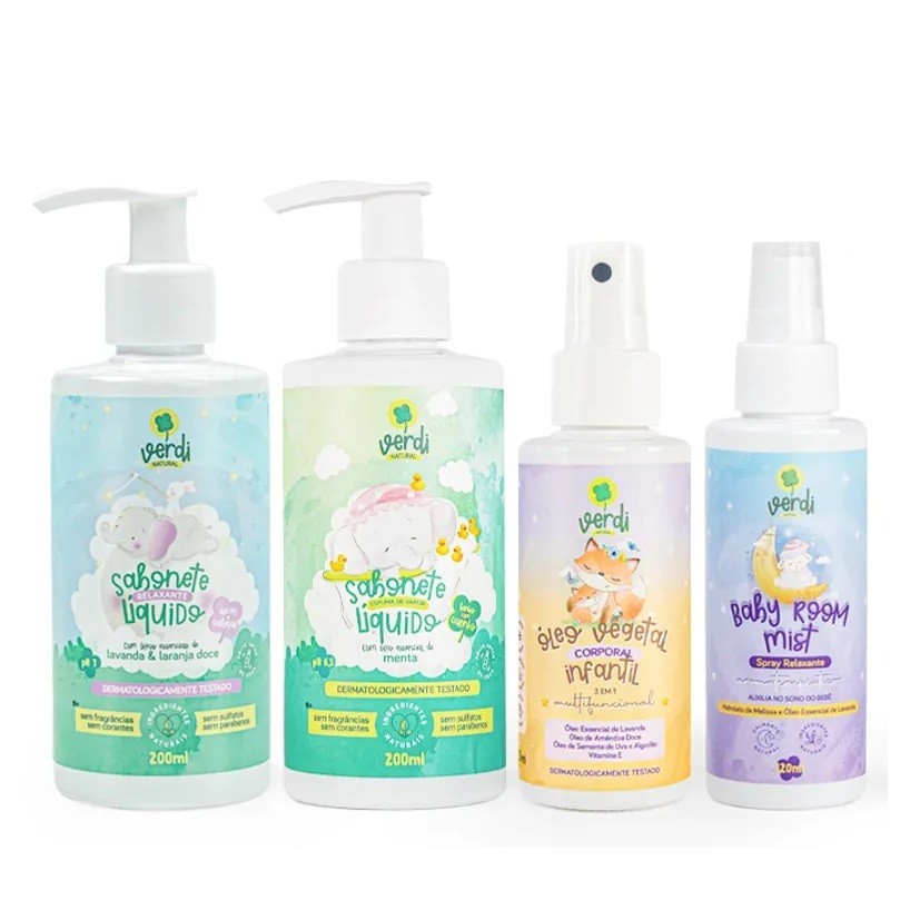 Kit Sabonete Laranja Doce +Sabonete Descongestionante +Óleo Vegetal +Baby Room Mist - Verdi Natural
