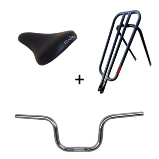 Garupa bh Bagageiro Reta Montadinha LBS + Guidão CG Reforçado + Banco Cairu AMS em Oferta na Shopee