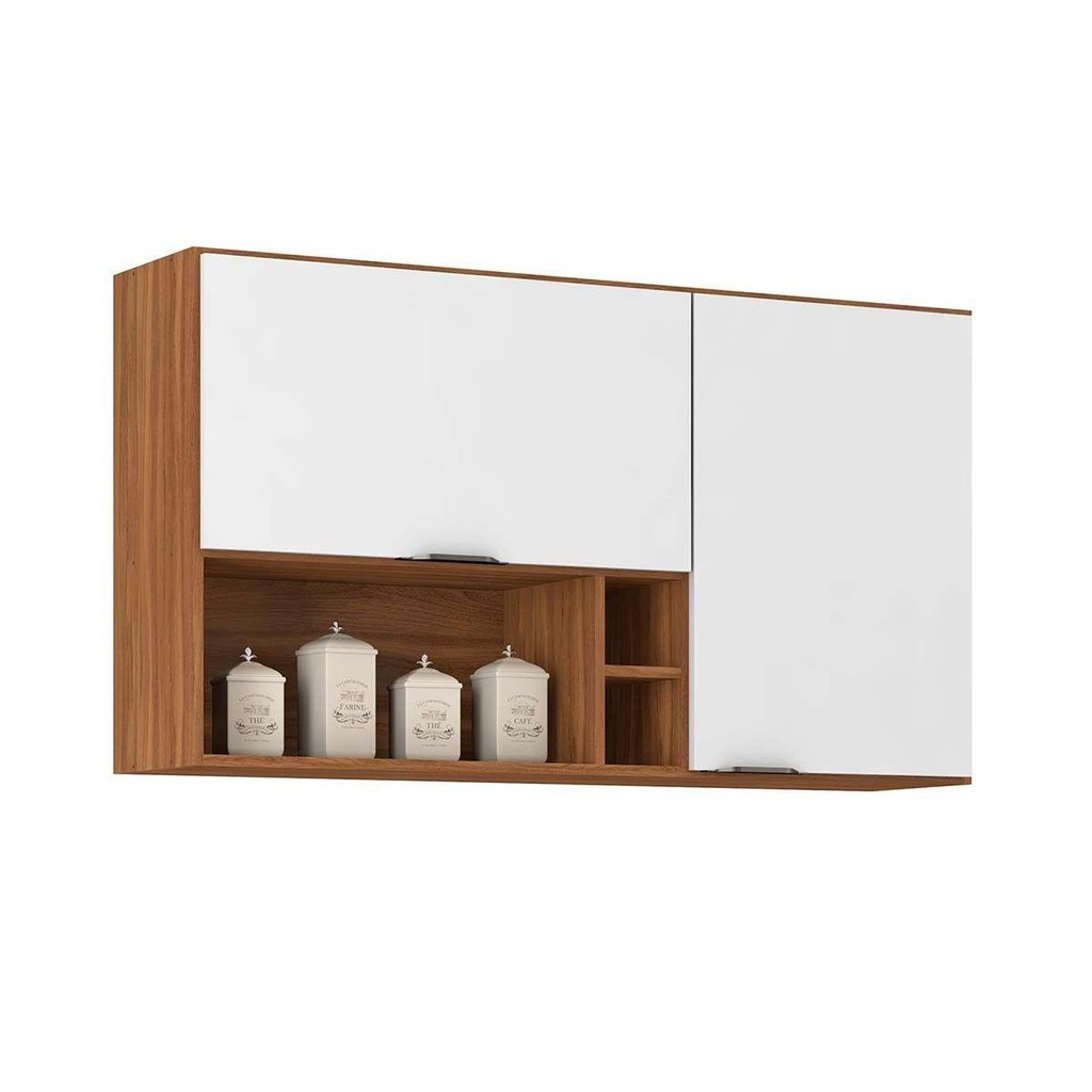Armário Aéreo p/ Cozinha Firenze Nicho 2 Portas 120cm Amendola/Branco - Demóbile - Home & Living
