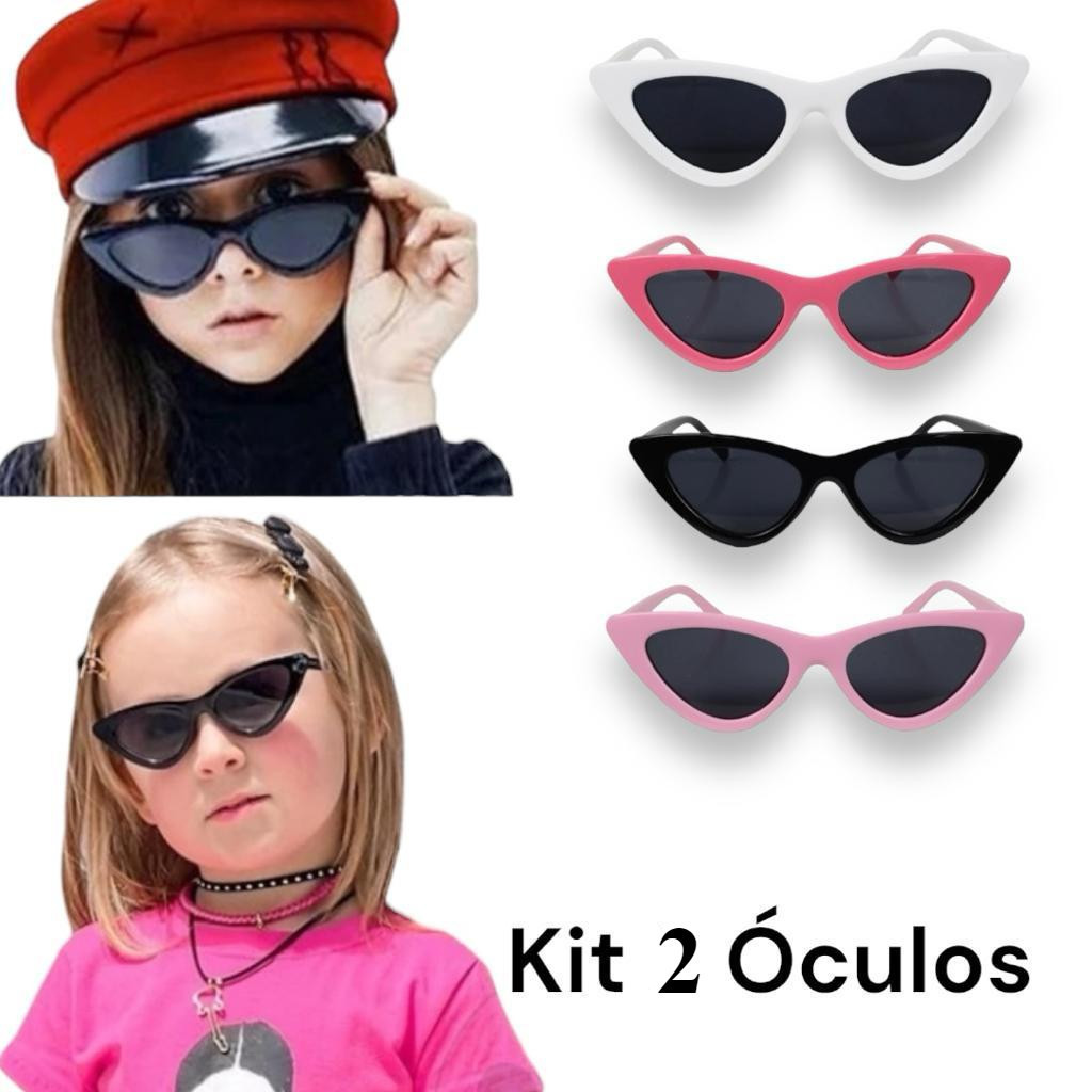 Kit 2 Óculos de Sol Infantil Gatinho Retrô