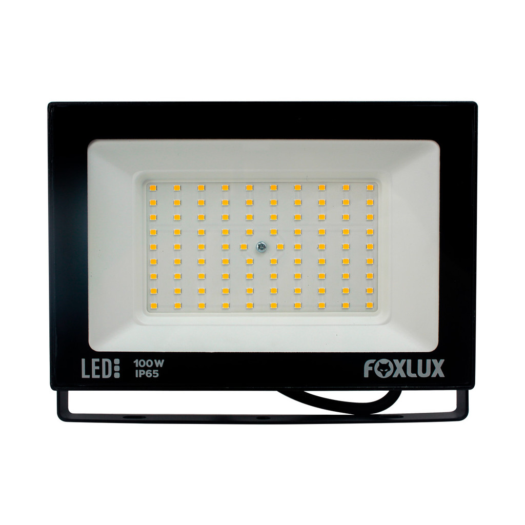Refletor LED Foxlux 100W 3000K Preto Bivolt | Iluminação intensa, eficiente em Oferta na Shopee