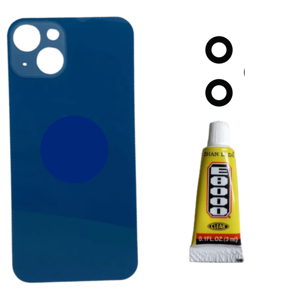 Tampa Traseira Para Iphone  13 Azul + Lente + Cola 3ml
