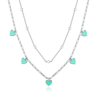 Colar Feminino Duplo de Prata 925 Cartier com Bolinhas e Corações