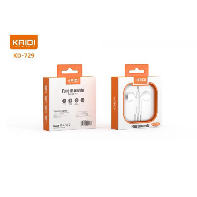 Kaidi-729, um fone intra-auricular controlado por fio com fones de ouvido com graves pesados. Fone de ouvido universal para celular com interface TPC, fone de ouvido com fio de orelha plana