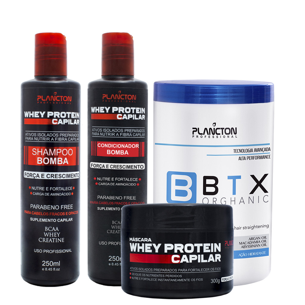1 Btx Orghanic 1kg + 1 Kit Whey 250ml + 1 Máscara Whey 300g - Plancton Professional