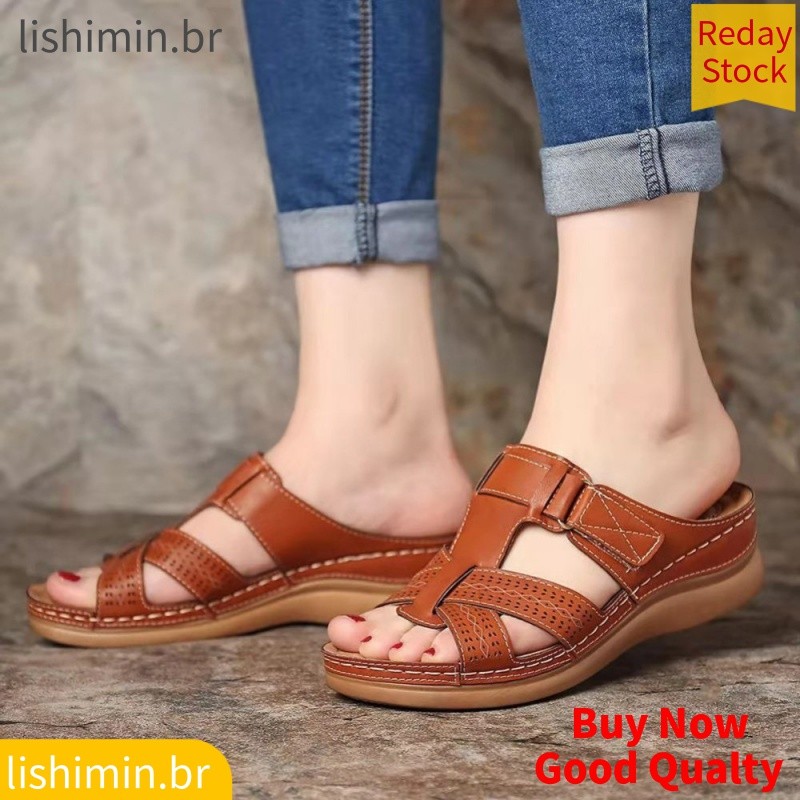 Sandálias ortopédicas femininas Slip On Open Toe 6638 VMDJ em Oferta na Shopee