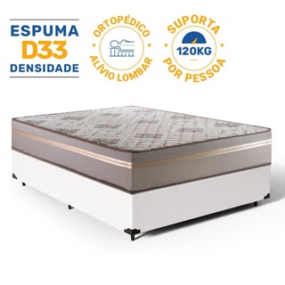 Cama Box com Colchão de Espuma D33 Millenium One Face Casal 138cm em Oferta na Shopee