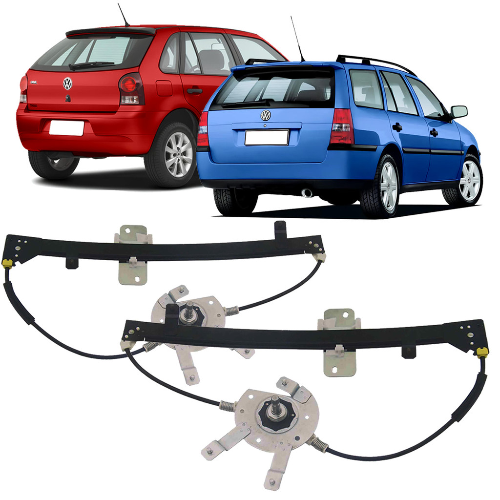 Par Máquina Vidro Manual Traseira Gol Bola 1998 a 2014 Parati Bola 1997 a 2013 G3 e G4 4 Portas