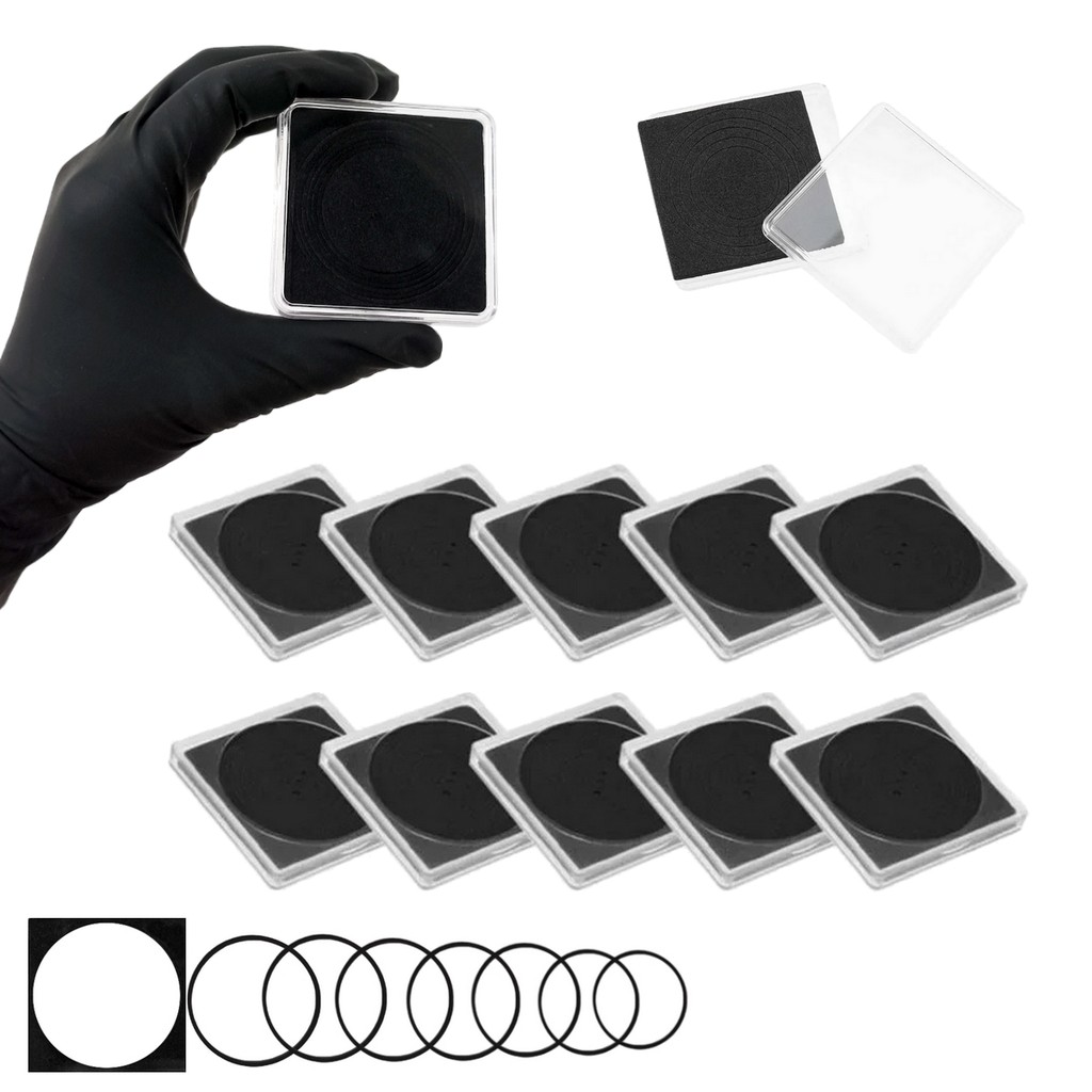 Kit 10 Capsulas Porta Moedas Molde Ajustável Quadrado De Acrílico 65mm Case Coin Holder