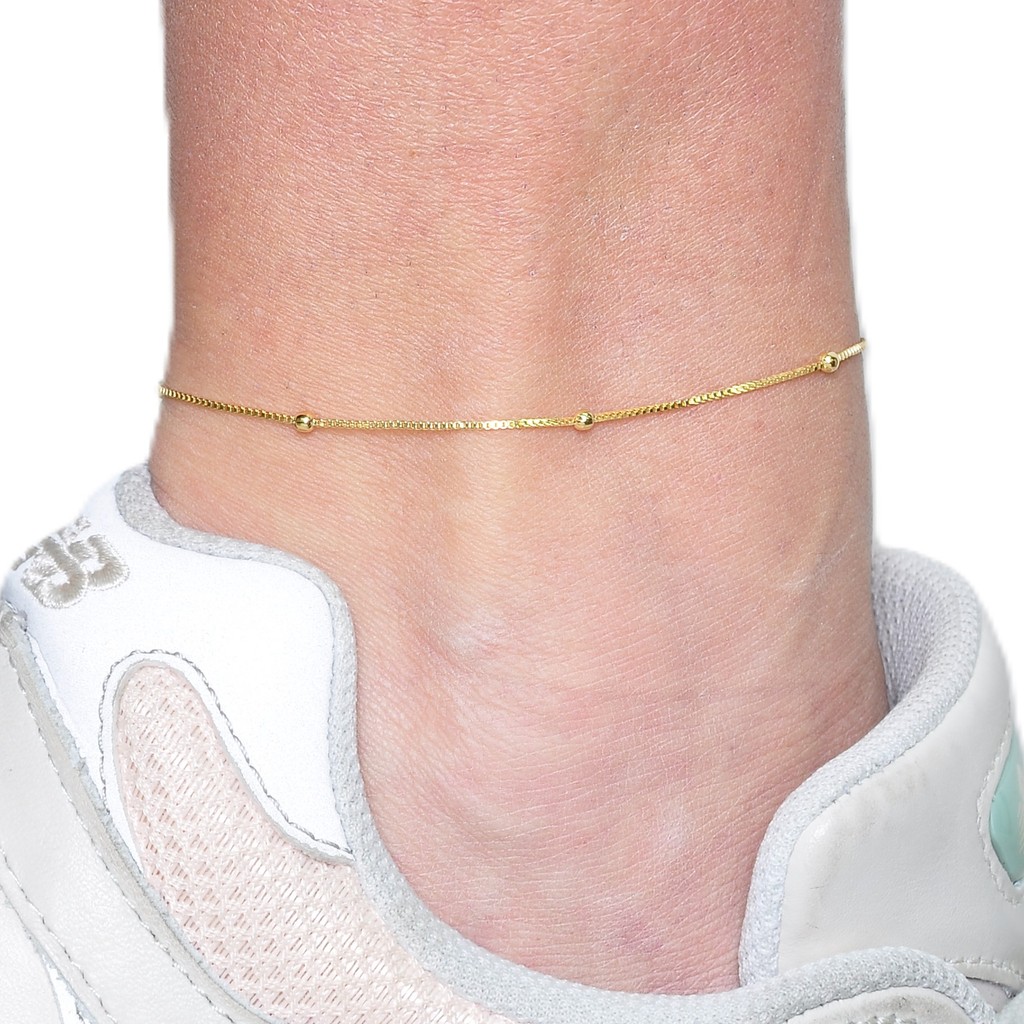 Tornozeleira Feminina Veneziana Bolinhas Banhada A Ouro 18k em Oferta na Shopee