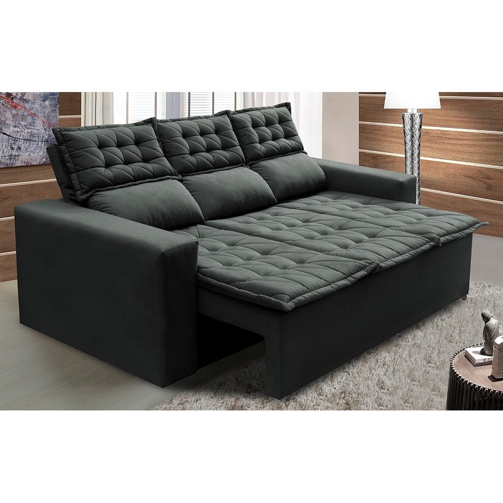 Sofá 3 Lugares Retrátil e Reclinável Cama inBox Slim 2,00m Velusoft Cinza em Oferta na Shopee