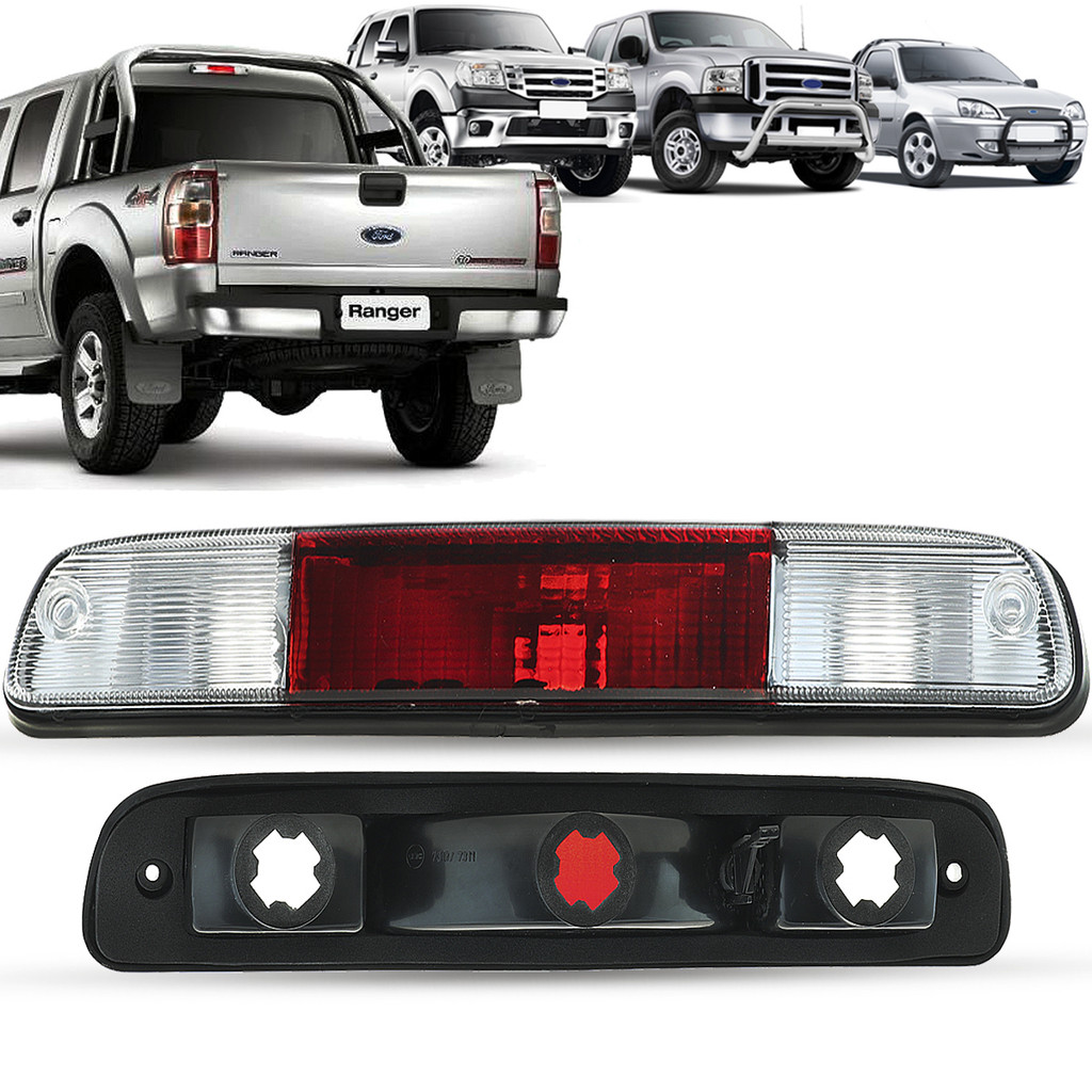 Lanterna Luz Freio Teto Break Light Ford Ranger 1998 a 2012 F250 1999 a 2011 Courier 1997 a 2013 Com Luz de Caçamba