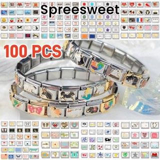 100PCS 100 Estilo Encantos Pulseira Modular Italiana Links De Encanto Encaixam De 9mm Aço Inoxidável Jóias De Bricolagem em Oferta na Shopee