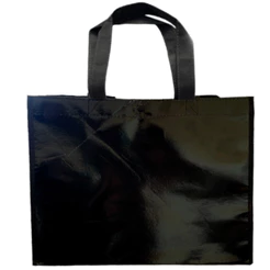 Sacola de Poliester Premium Metalizada com Botão - Preta - 39x35x15cm - 1 unidade - Rizzo