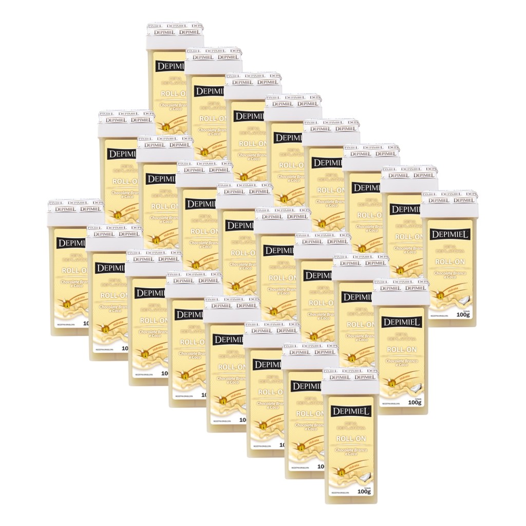 24 Ceras Depilatória Roll-on Chocolate Branco Coco Depimiel