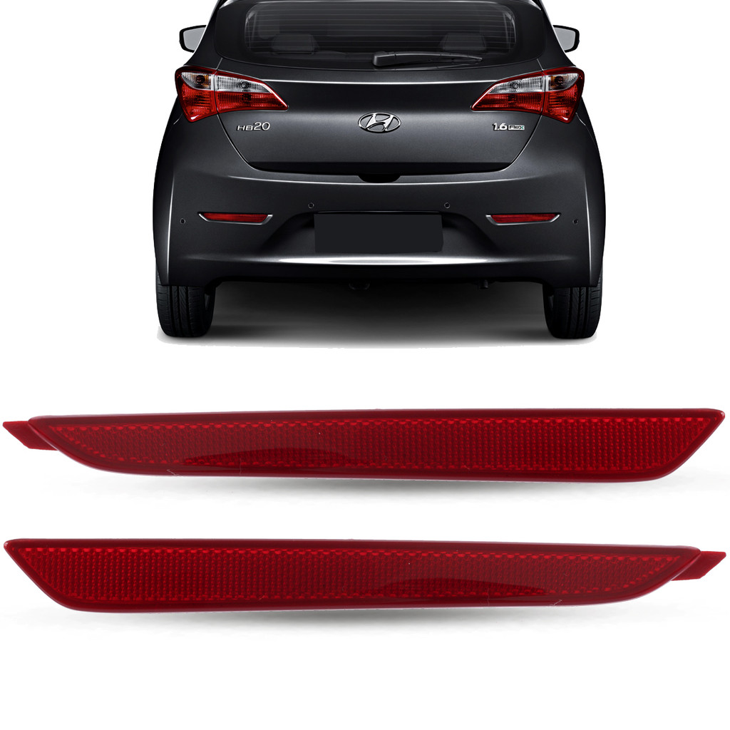 Par de Refletor Lanterna Olho de Gato Para-choque Traseiro Hyundai HB20 Hatch 2012 2013 2014 2015