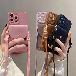 Crossbody Slot Para Cartão Saco Titular Caso Iphone 12 13 Mini 11 14 15 16 Pro Max 15 Plus X Xs Xr Luxo Cabo Silicone Capa em Oferta na Shopee
