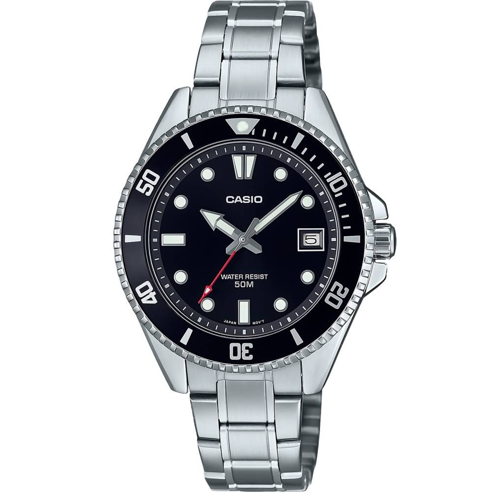 Relógio Casio Masculino Ref: Mdv-10d-1a1vdf Duro Prateado Menor