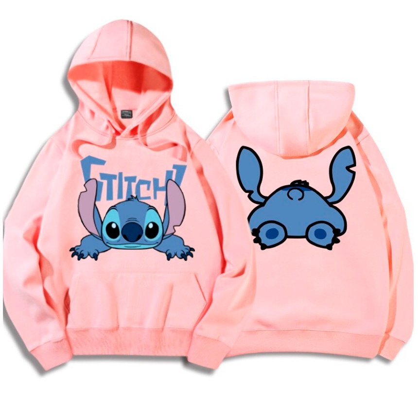 Moletom Lilo Stitch Adulto Unissex Com Capuz e Bolso Canguru Algodão