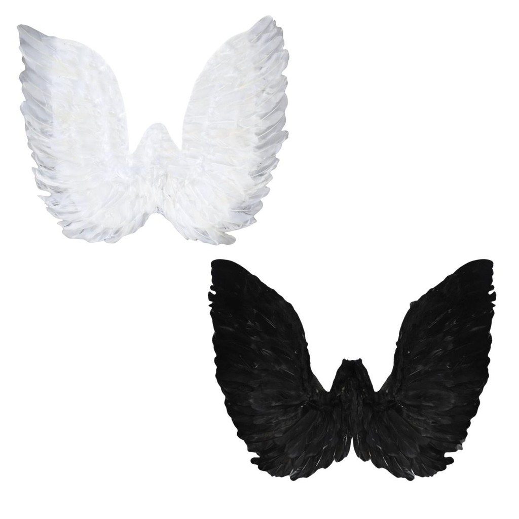 Asa de Anjo Preto ou Branco Grande e Luxuosa pra Fantasia Carnaval e Halloween Com Penas e Plumas 62 cm em Oferta na Shopee